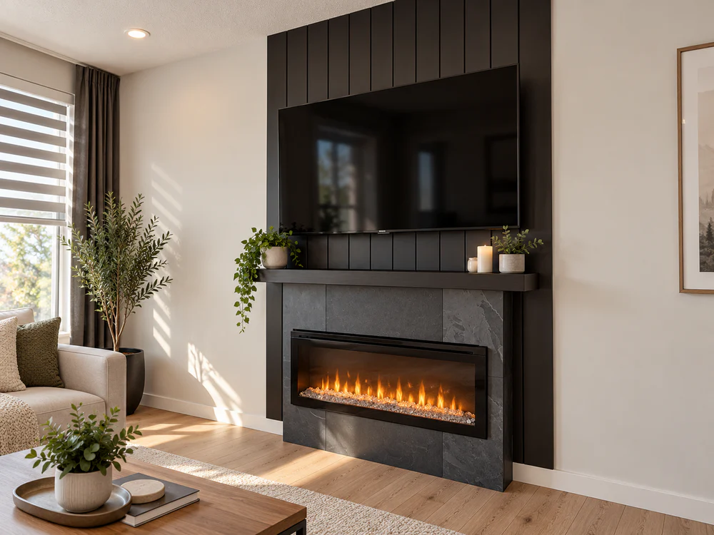 Cozy Modern Fireplace Feature Wall